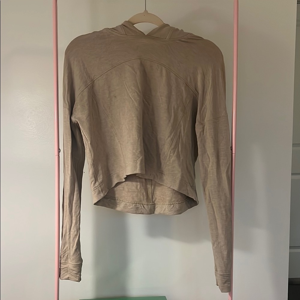 Tan LuluLemon Cropped Hoodie Sweatshirt